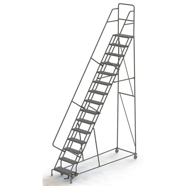 186 in H Steel Rolling Ladder, 15 Steps