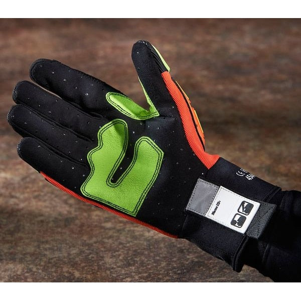 Hi-Vis Cut Resistant Impact Gloves, A8 Cut Level, Uncoated, 2XL, 1 PR