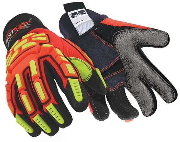 Hi-Vis Cut Resistant Impact Gloves, A8 Cut Level, Uncoated, S, 1 PR