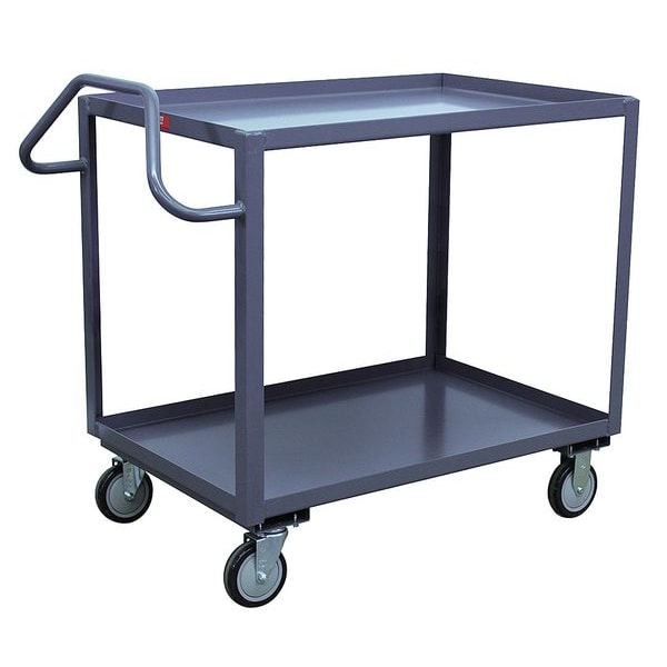 Steel Utility Cart with Lipped Metal Shelves, Ergonomic, 2 Shelves, 1,200 lb