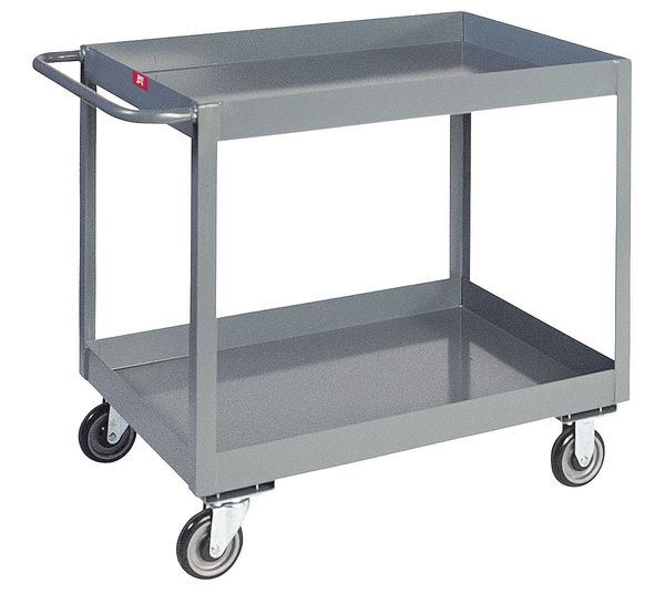 Steel Flat Handle Deep Shelf Utility Cart, 2 Shelves, 1,400 lb