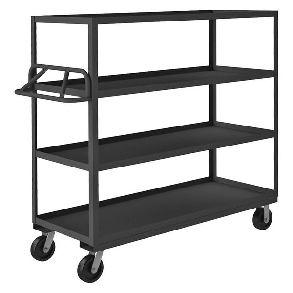 Steel Utility Cart with Lipped Metal Shelves, Ergonomic, 4 Shelves, 3,600 lb