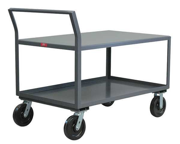 Steel Low-Profile Utility Cart with Lipped & Flush Metal Shelves, Raised, 2 Shelves, 4,800 lb