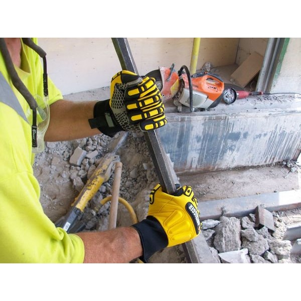 Anti-Vibration Gloves, 2XL, Black/Ylw, PR