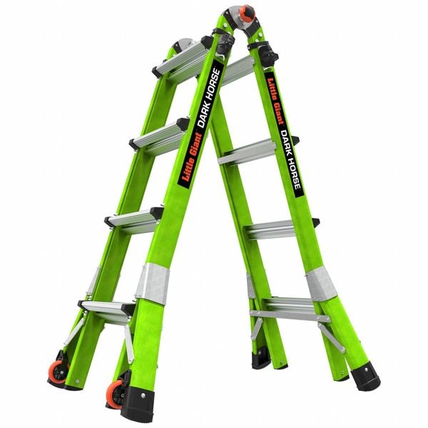 Ladder, Fiberglass, 4 to 7 ft H, 300 lb Cap