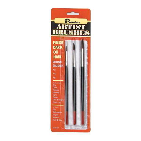 #2, #4, #6 Artist Paint Brush Set, Ox Hair Bristle, Wood Handle, 12