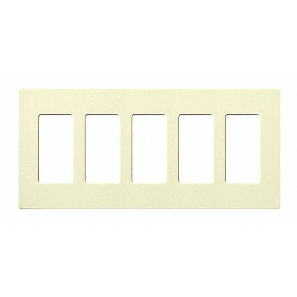 Designer Wall Plates, Number of Gangs: 5 Thermoset, Gloss Finish, Almond