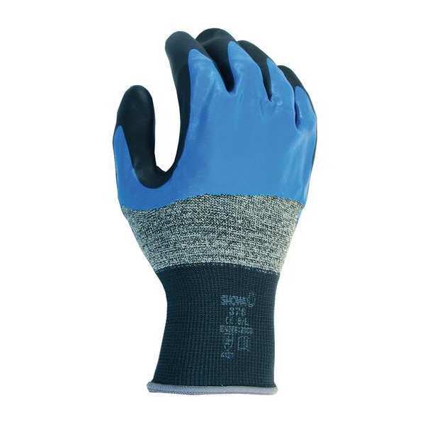 Foam Nitrile Coated Gloves, 3/4 Dip Coverage, Black/Blue, 2XL, PR