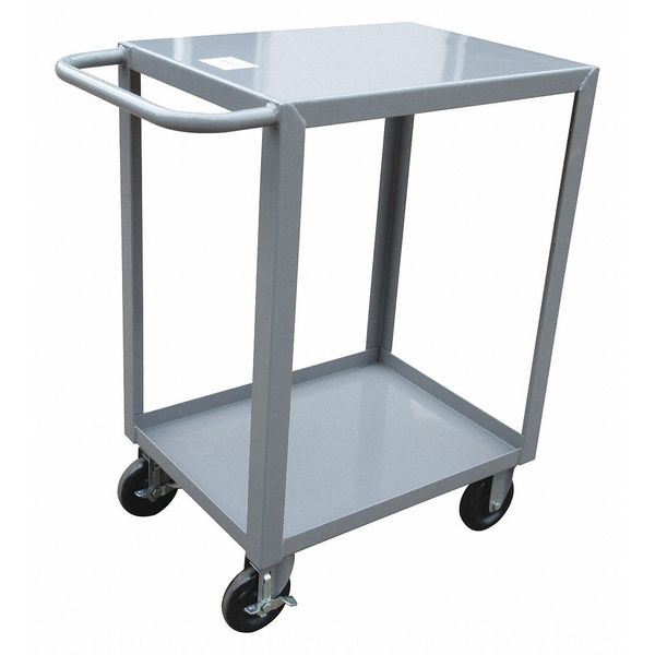 Steel Utility Cart with Lipped & Flush Metal Shelves, Flat, 2 Shelves, 1,200 lb