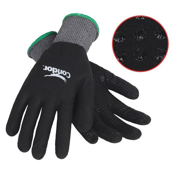Nitrile Coated Gloves, Full Coverage, Black/Gray, M, PR