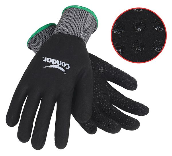 Nitrile Coated Gloves, Full Coverage, Black/Gray, XL, PR