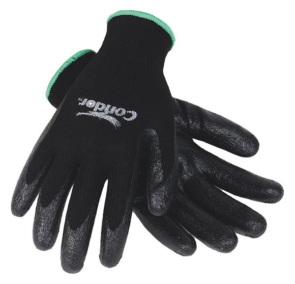 Nitrile Coated Gloves, Palm Coverage, Black, Xl, PR