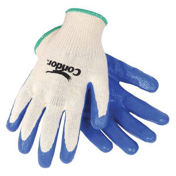 Nitrile Coated Gloves, Palm Coverage, Natural/Blue, M, PR