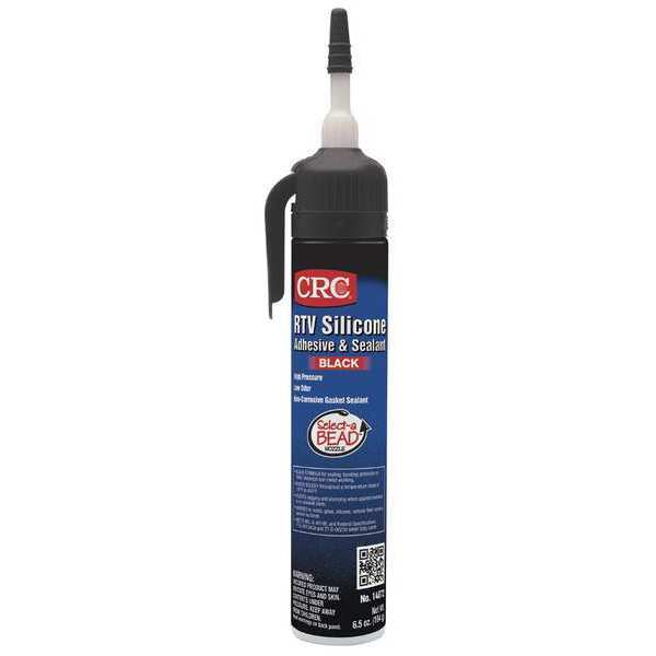 RTV Silicone Sealant, 6.5 oz, Black, Temp Range -30 to 450 Degrees F