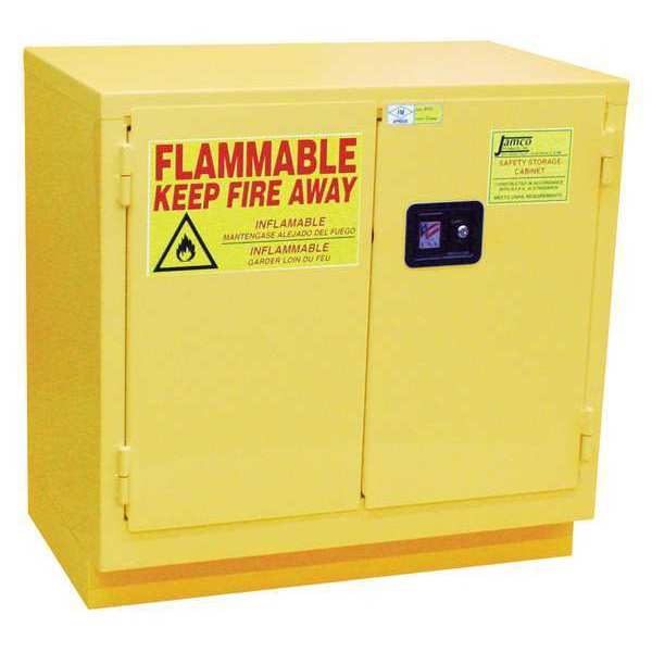 Flammable Safety Cabinet, 30 gal., Yellow