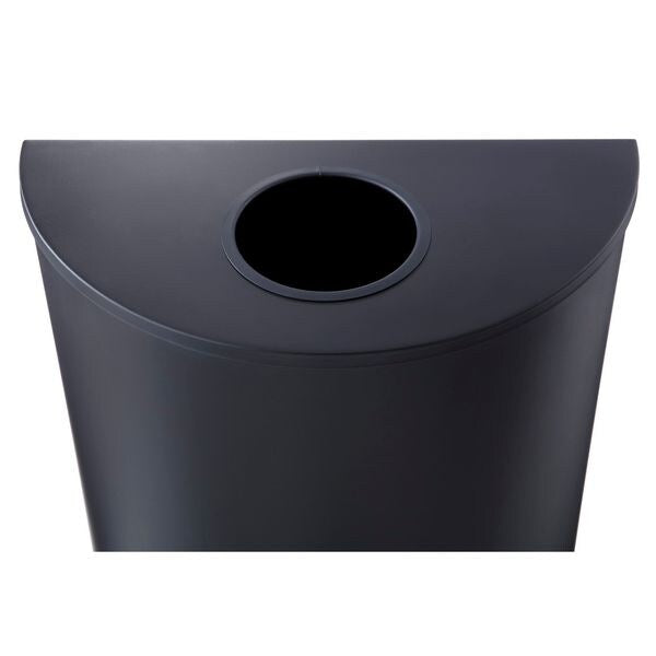 12-1/2 gal Half-Round Trash Can, Black, 32-1/2