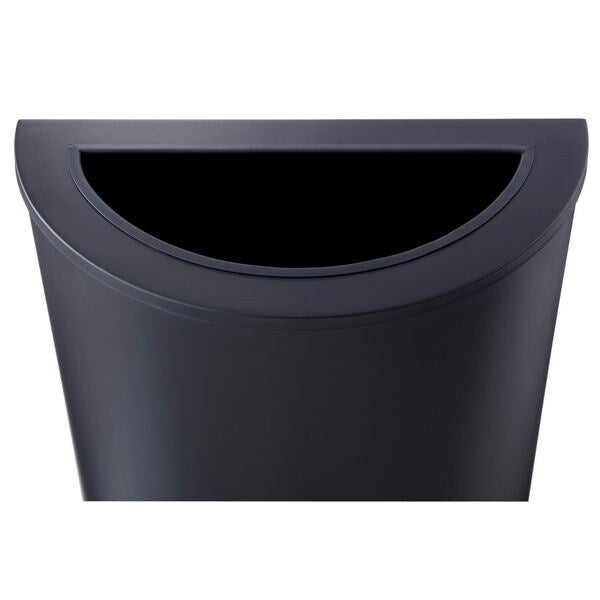 12-1/2 gal Half-Round Trash Can, Black, 32-1/2