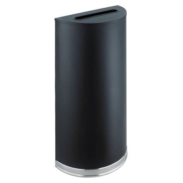 12-1/2 gal Half-Round Trash Can, Black, 32-1/2