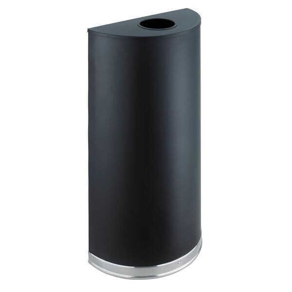 12-1/2 gal Half-Round Trash Can, Black, 32-1/2