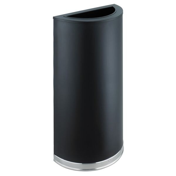 12-1/2 gal Half-Round Trash Can, Black, 32-1/2