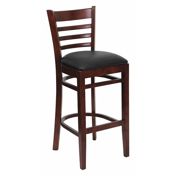 Barstool, Ladder Back, Mah Wood, Blk Vinyl