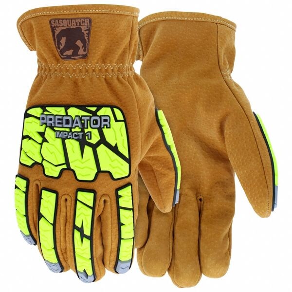 Leather Gloves, A5, Brown/Green, M, PR