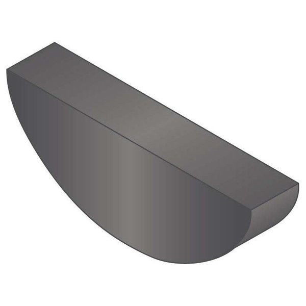 Woodruff Key, 2.5 x 3.7 mm Key Size, 3.70 mm H, Carbon Steel Plain
