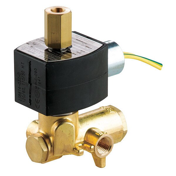 120V AC Brass Solenoid Valve, Universal, 1/4 in Pipe Size