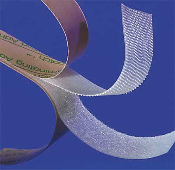 Reclosable Fastener, Acrylic Adhesive, 75 ft, 1 in Wd, White, 4 PK