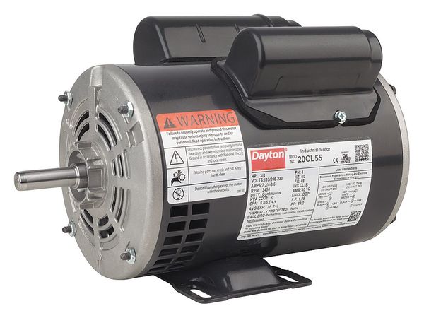 Capacitor-Start/Run General Purpose Motor, 3/4 HP, 115/208-230V AC Voltage, 48 Frame
