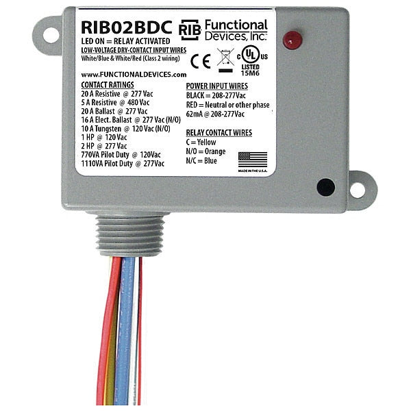 Enclosed Pre-Wired Relay, 20A@277VAC, SPDT