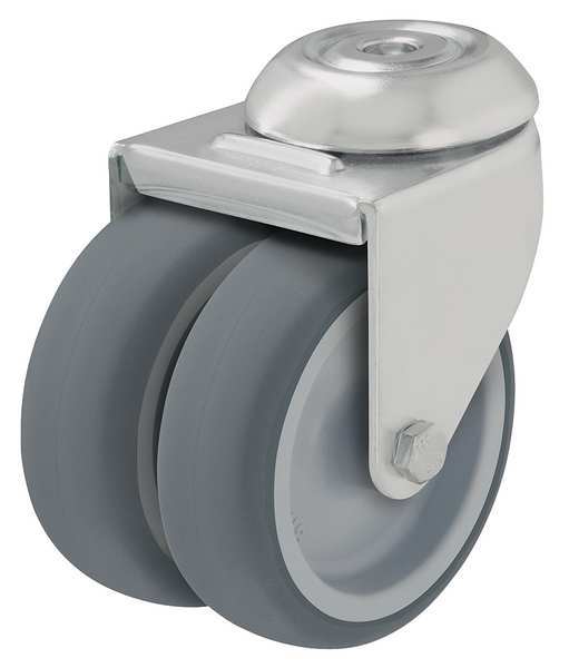 Dual Wheel Caster, Swivel, Therm Rubber, 3 in, 220 lb