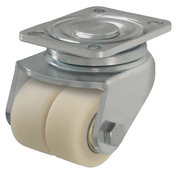 Dual Wheel Caster, Swivel, Nylon, 2-3/8 in, 1540 lb