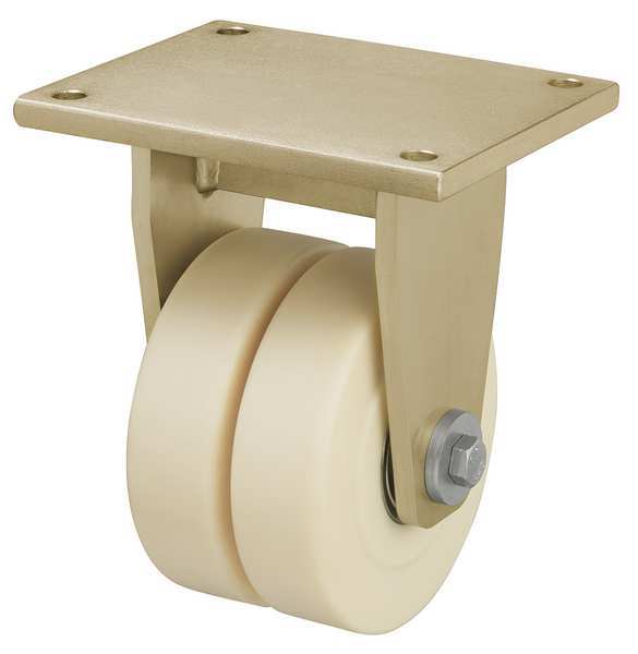 Dual Whl Caster, Rigid, Nylon, 4 in, 4850 lb