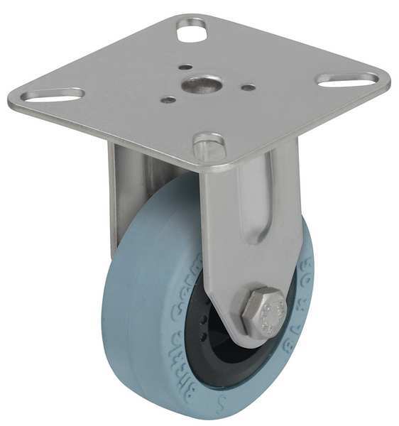 Rgd Plate Caster, Rubber, 2 in., 110 lb.