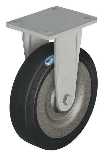 Rgd Plate Caster, Rubber, 5 in., 700 lb.