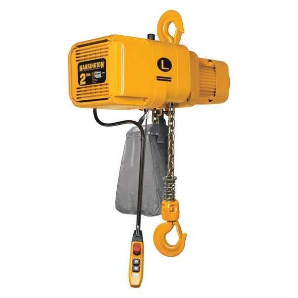 Electric Chain Hoist, 4,000 lb, 10 ft, Motorized Trolley, Yellow