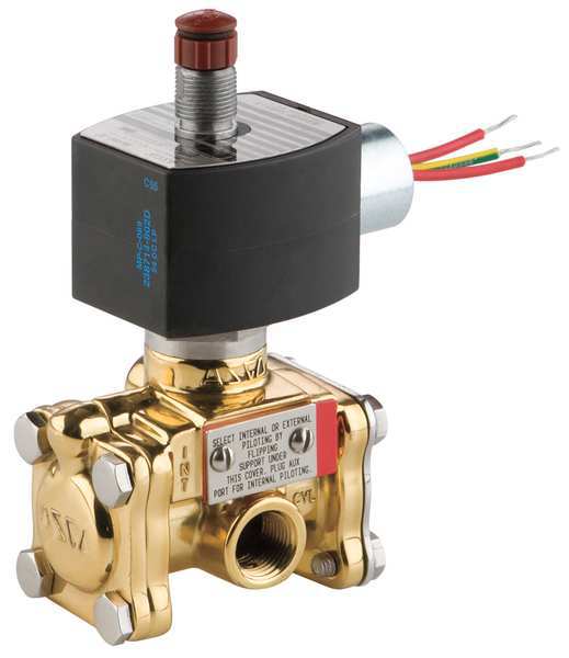 120V AC Brass Solenoid Valve, Normally Closed, 1 in Pipe Size