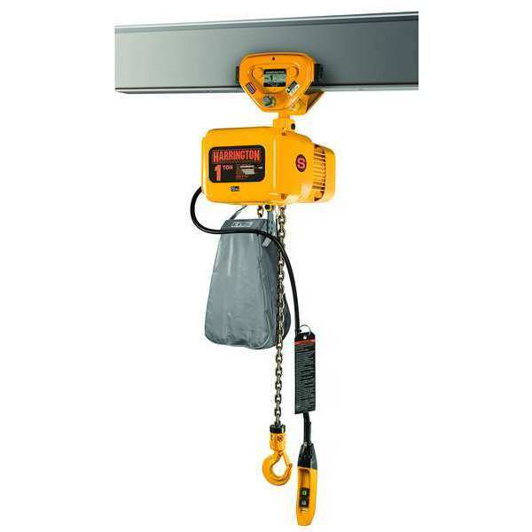 Electric Chain Hoist, 20,000 lb, 10 ft, Push Trolley