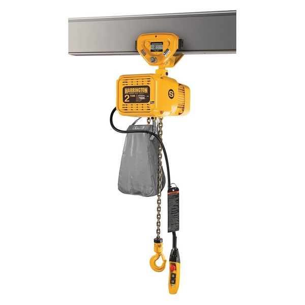 Electric Chain Hoist, 4,000 lb, 10 ft, Push Trolley