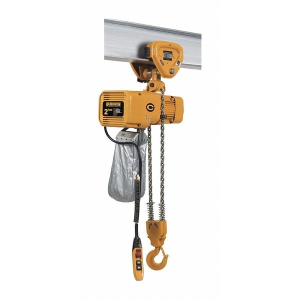 Electric Chain Hoist, 4,000 lb, 10 ft, Push Trolley