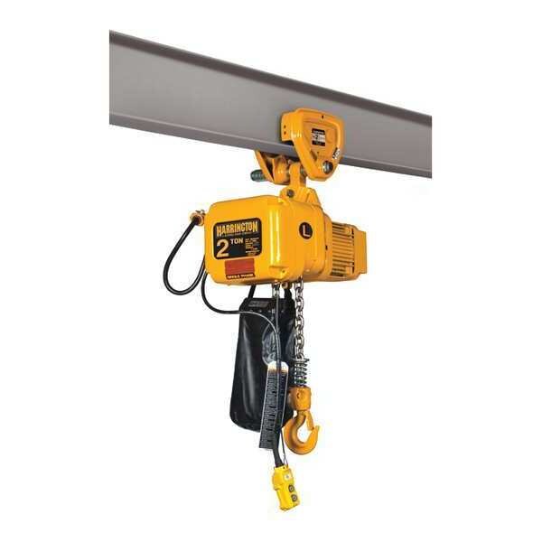 Electric Chain Hoist, 4,000 lb, 10 ft, Push Trolley