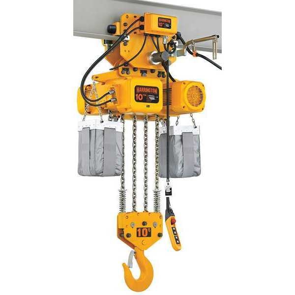 Electric Chain Hoist, 20,000 lb, 10 ft, Motorized Trolley
