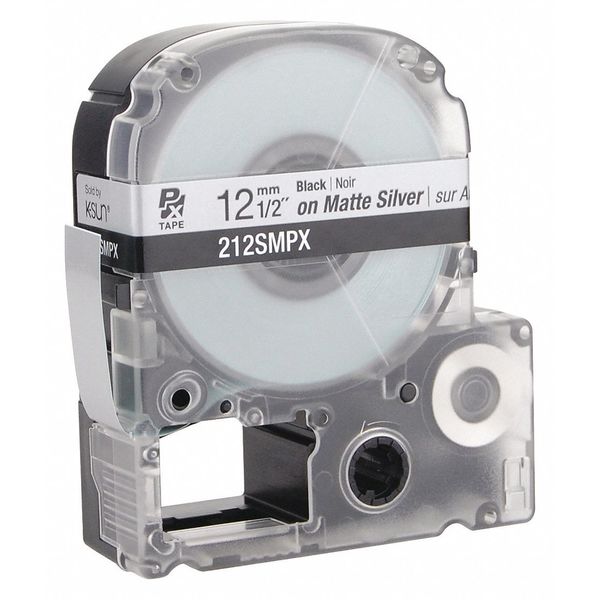Black Ink/Silver Matte Tape, 1/2