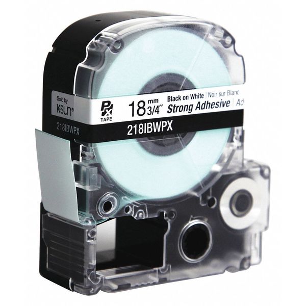 Label Tape, Blck/Wht, Strng Adhsive, 3/4