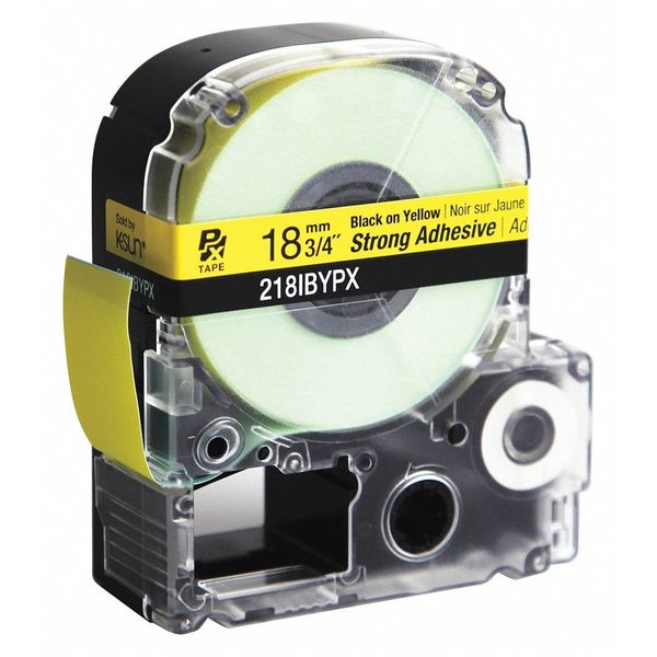 Label Tape, Blk/Yllw, Strng Adhsive, 3/4