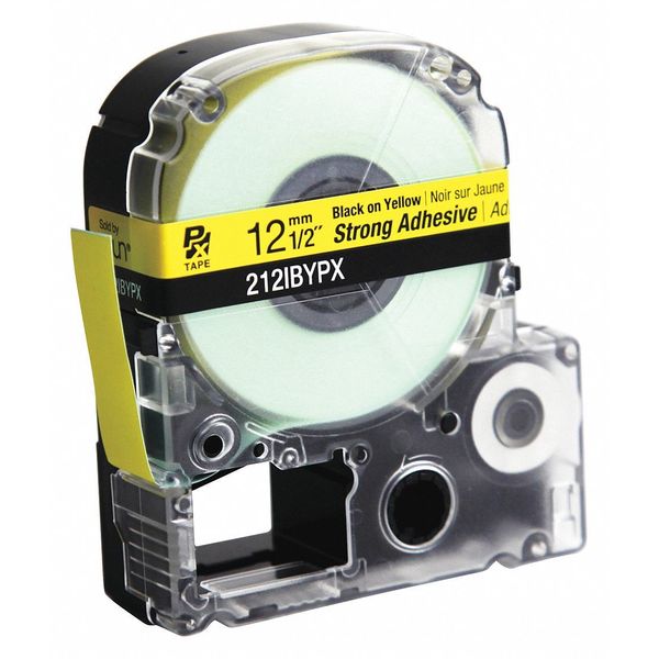Label Tape, Blk/Yllw, Strng Adhsive, 1/2