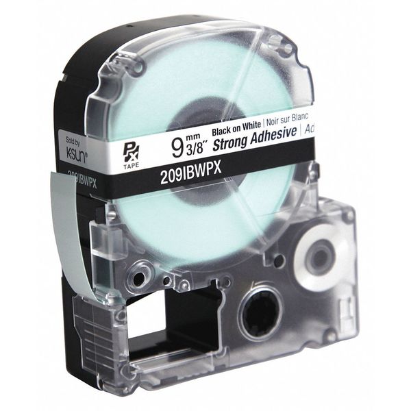 Label Tape, Blk/White, Strng Adhesive, 3/8
