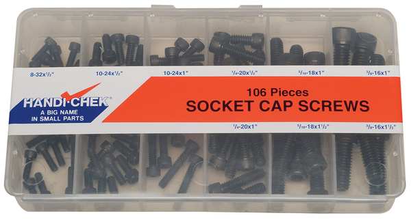 Socket Head Cap Screw Assortment, Alloy Steel, Black Oxide Finish