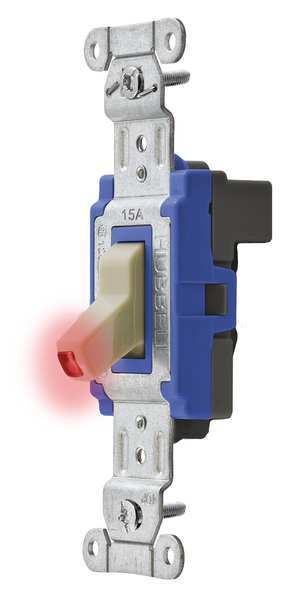 Pilot Lit Wall Swtch, 1-Pole, 120/277V, 15A